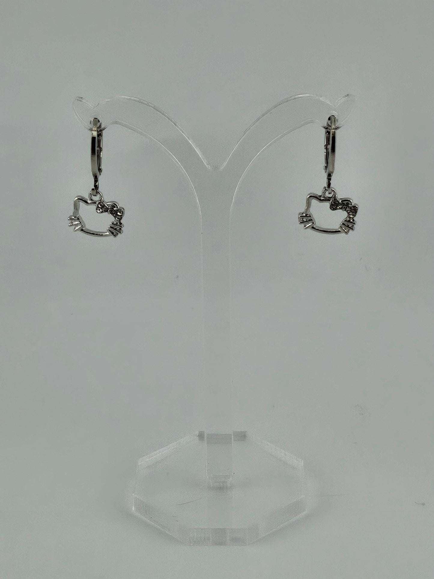 Silver Hello Kitty Outline Dangle Earrings