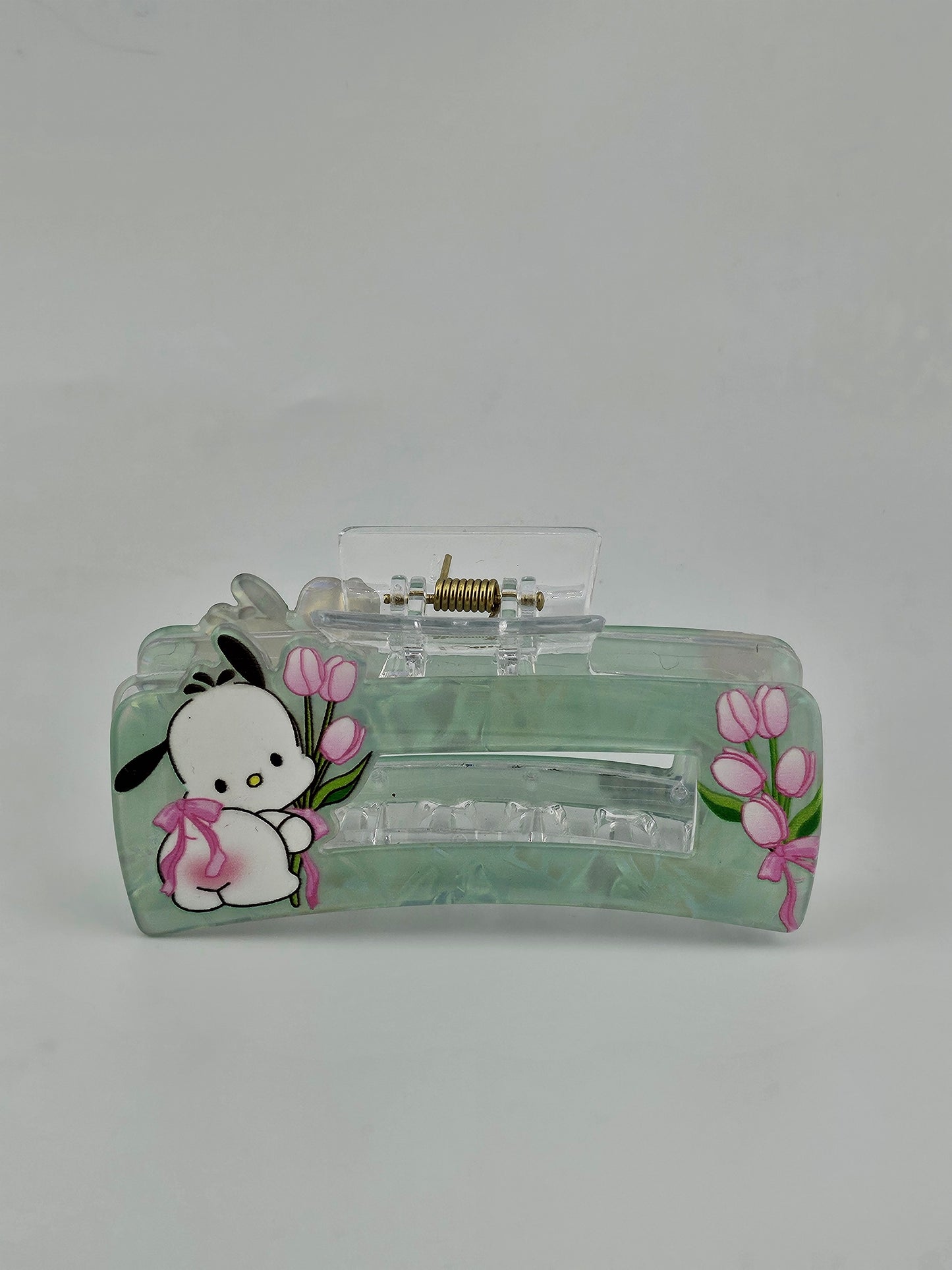 Pochacco Mint Hair Claw Clip πΎπ | Sanrio Floral Design