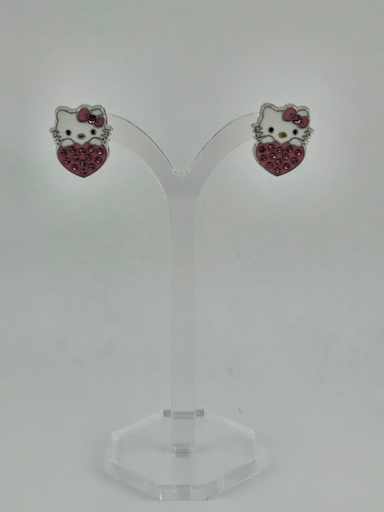 Hello Kitty Heart Rhinestone Earrings