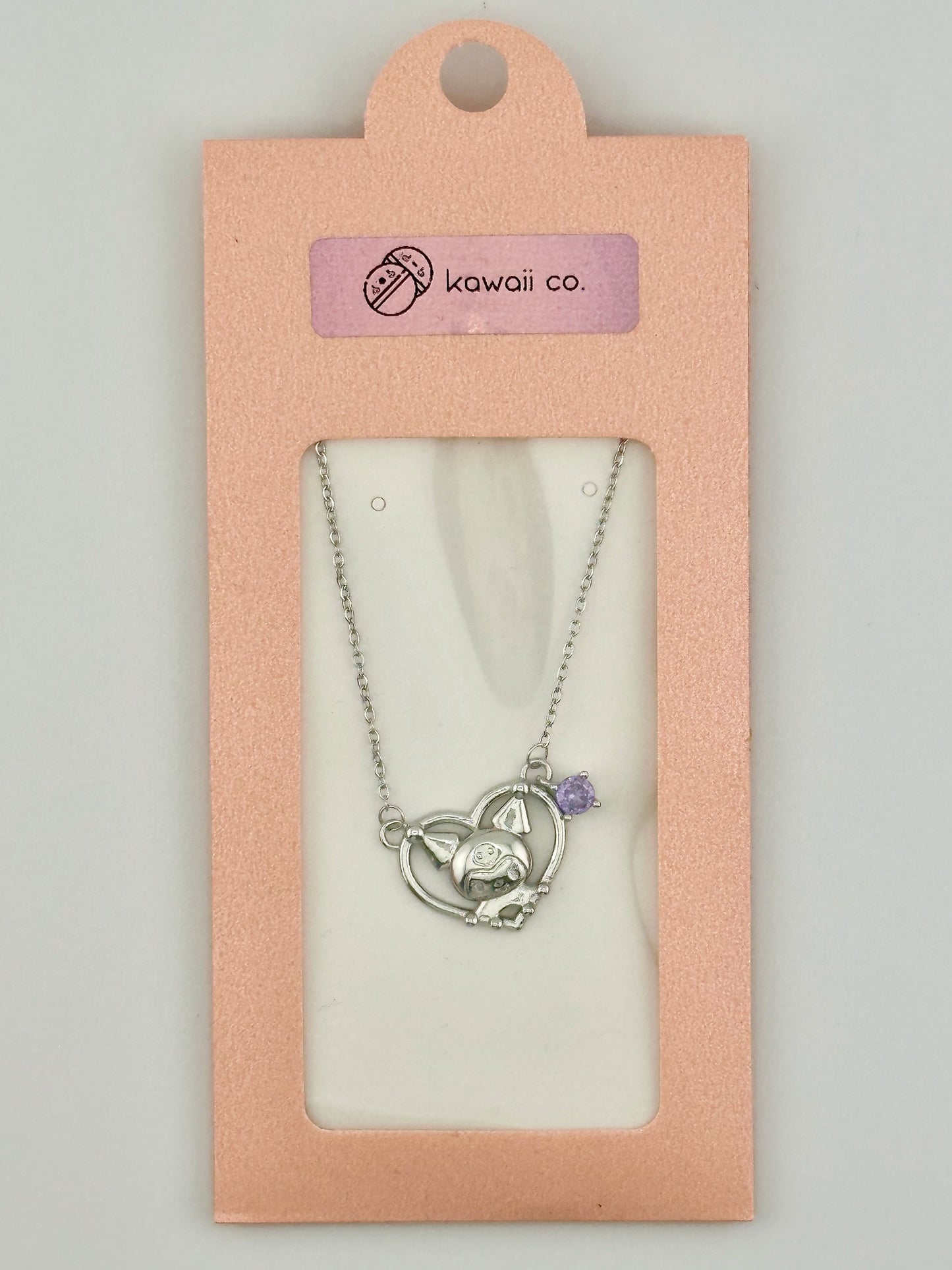 Kuromi Heart Pendant With Purple Stone