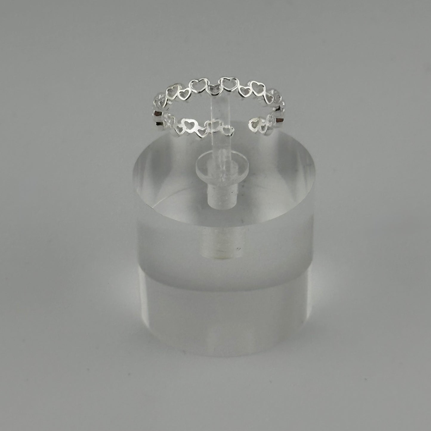 Sterling Silver Mini Hearts Ring β Adjustable & Stackable