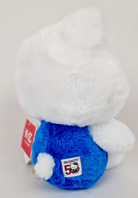 Hello Kitty 50th Anniversary Kawaii Plush – Blue Outfit & Red Bow - Kawaii Co.