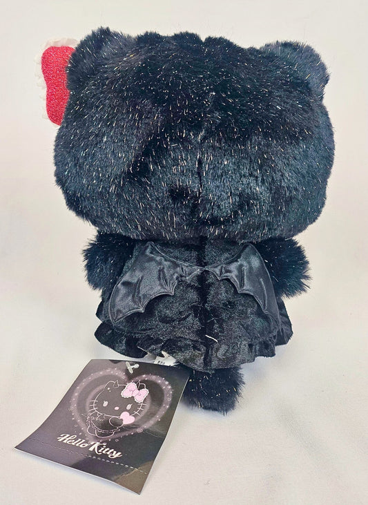 Naughty Hello Kitty Kawaii Plush in Black Sparkle Dress – Red Glitter Bow - Kawaii Co.