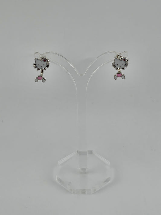 Hello Kitty Dangling Pink Heart Earrings