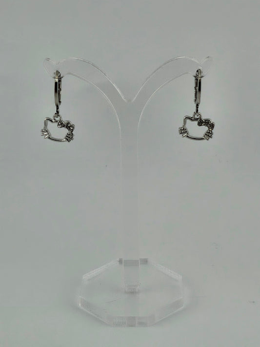 Silver Hello Kitty Outline Dangle Earrings