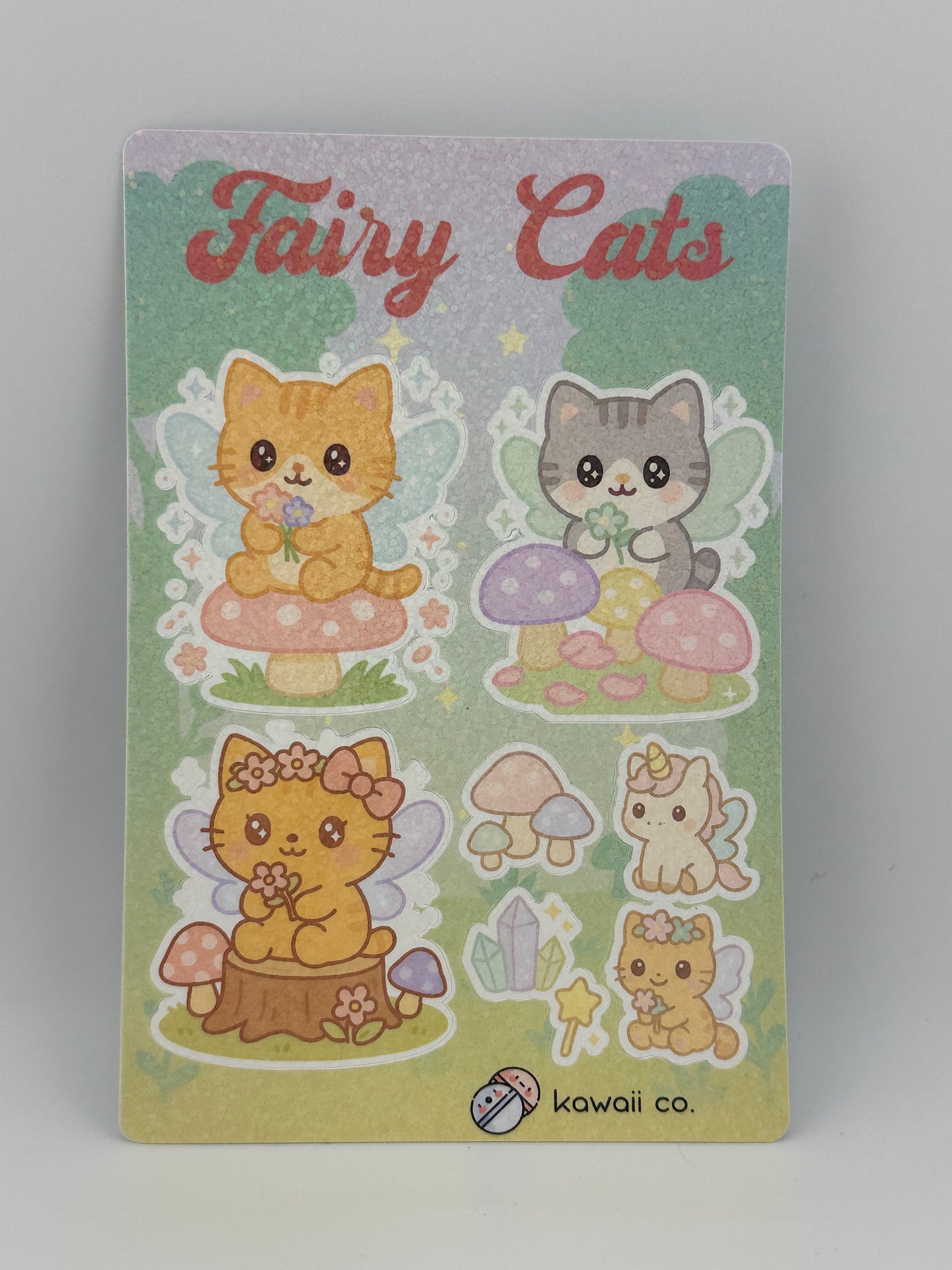 Fairy Cats Kawaii Sticker Sheet | Magical Cat Stickers | Pastel Fantasy Aesthetic | Kawaii Co.