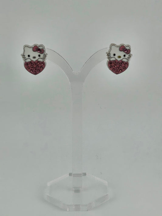 Hello Kitty Heart Rhinestone Earrings