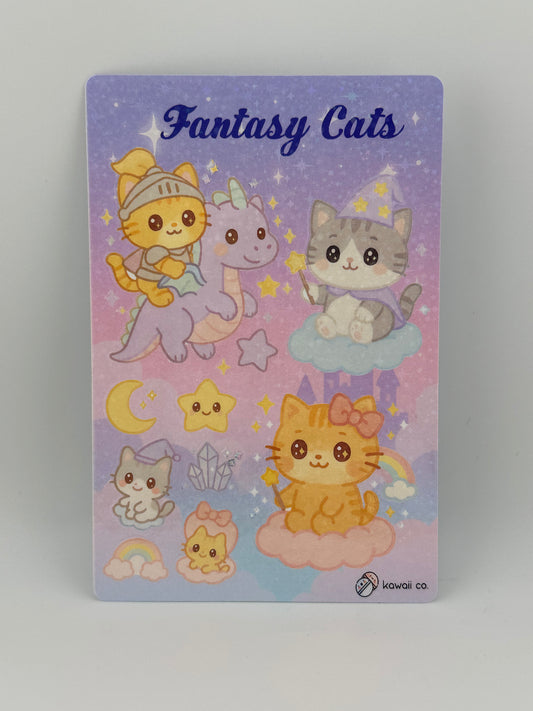Fantasy Cats Kawaii Sticker Sheet | Magical Cat Stickers | Pastel Dream Aesthetic | Kawaii Co.