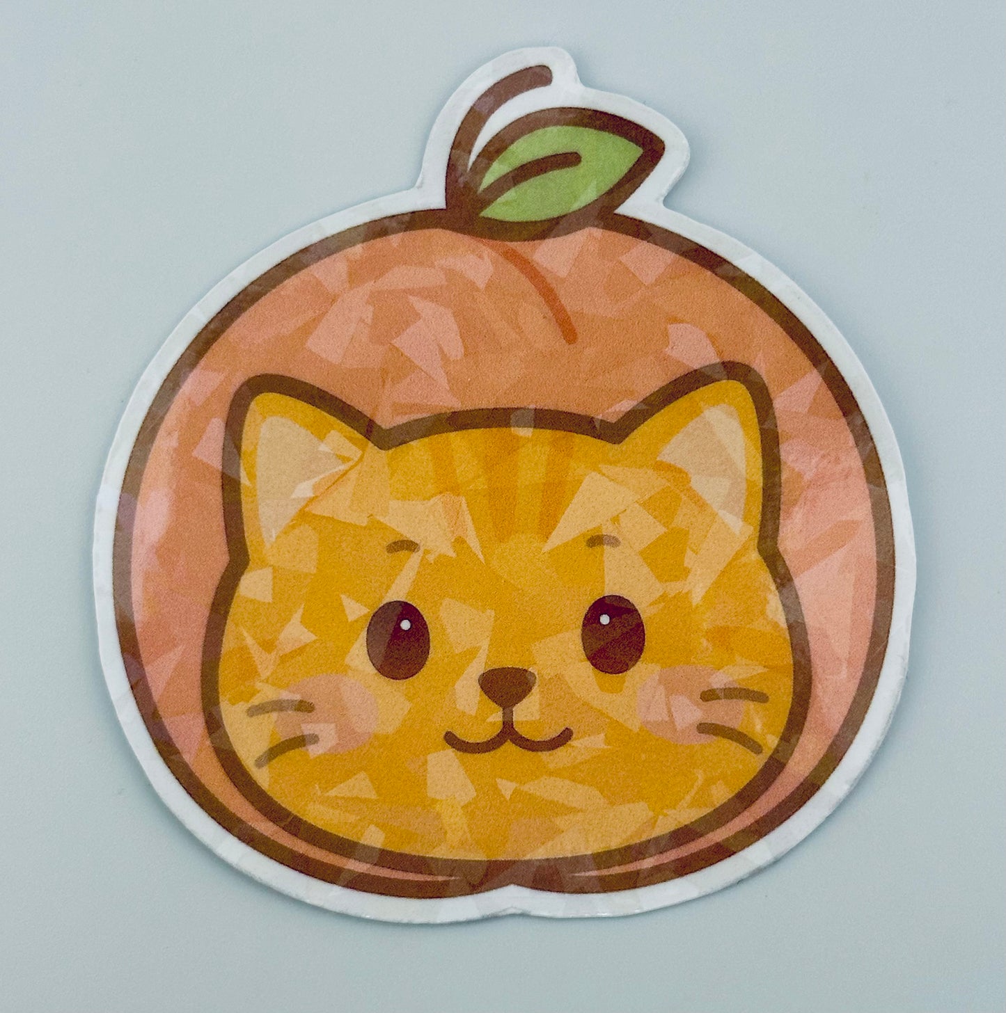 Kawaii Peach Cat Vinyl Sticker | Cute Cat Fruit Sticker | Pastel Aesthetic Planner & Laptop Decal