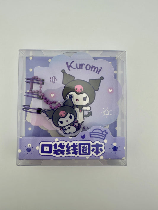Kuromi Mini Cloud Spiral Notebook with Charm | Sanrio Licensed Pocket Notepad
