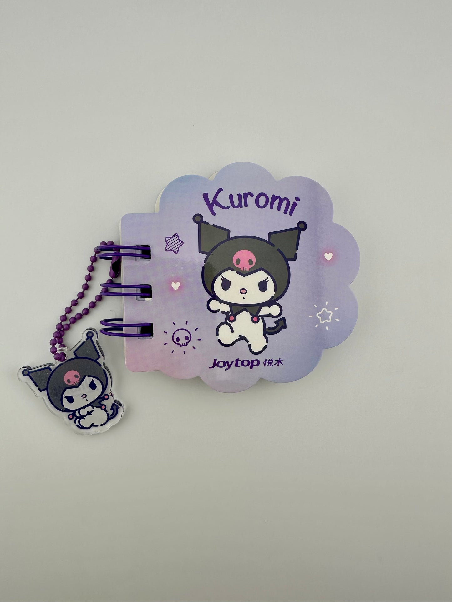 Kuromi Mini Cloud Spiral Notebook with Charm | Sanrio Licensed Pocket Notepad