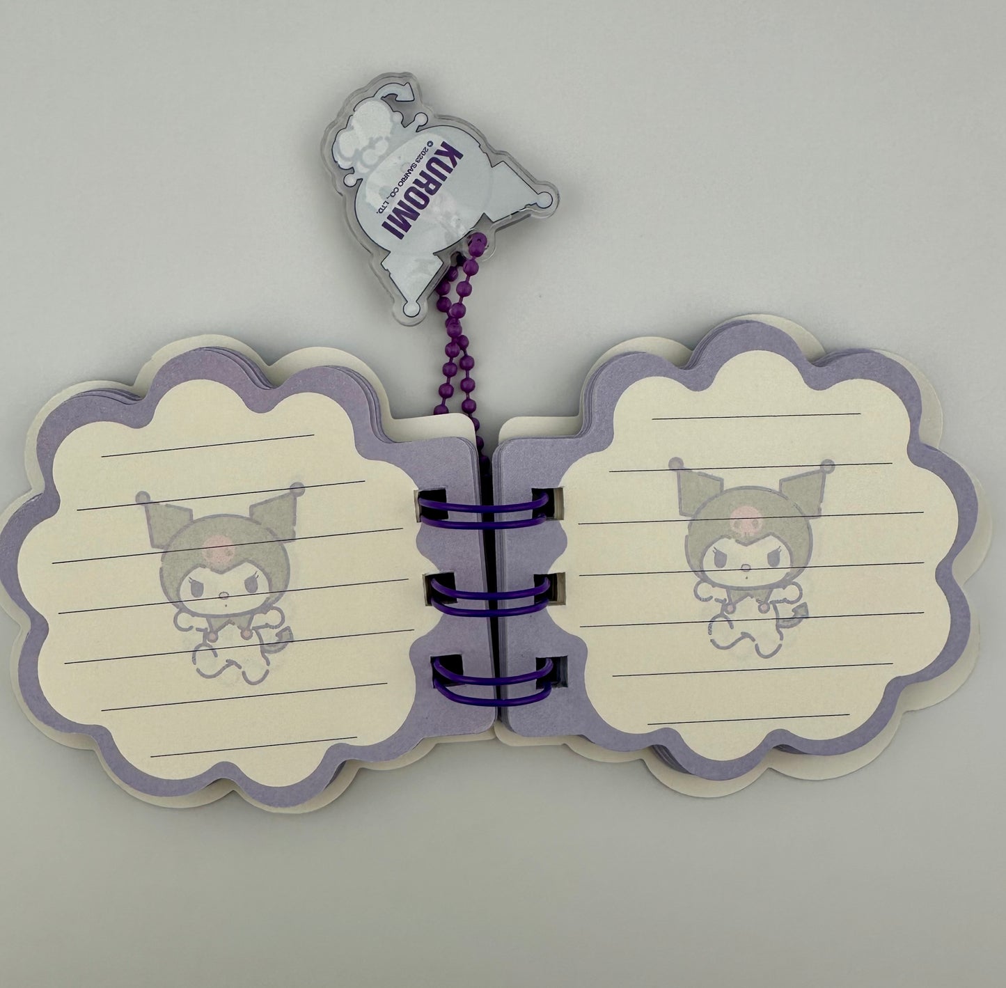 Kuromi Mini Cloud Spiral Notebook with Charm | Sanrio Licensed Pocket Notepad
