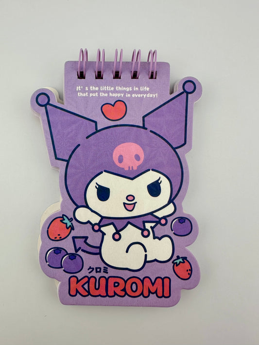 Kuromi Mini Spiral Notebook | Kawaii Character Shaped Memo Pad