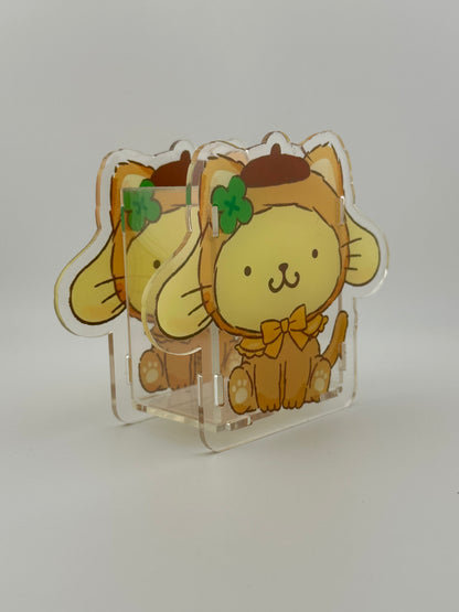 Pompompurin Acrylic Pen Holder | Kawaii Desk Organizer | Cute Sanrio-Inspired Storage