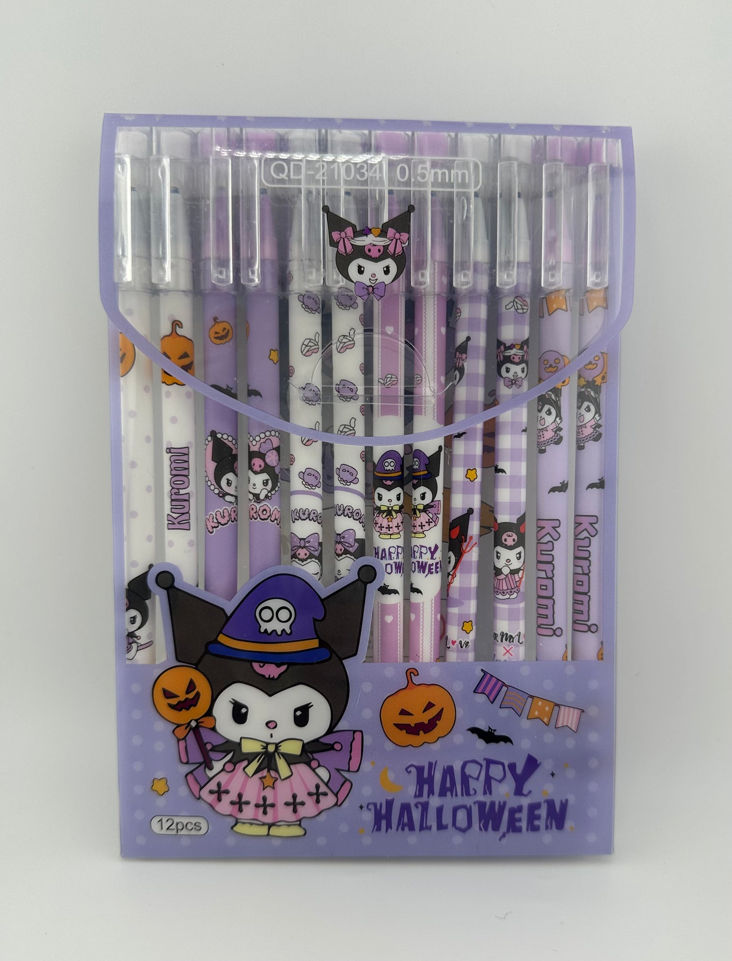 Kuromi Halloween Erasable Gel Pens Set (12pcs) – Cute Kawaii Stationery