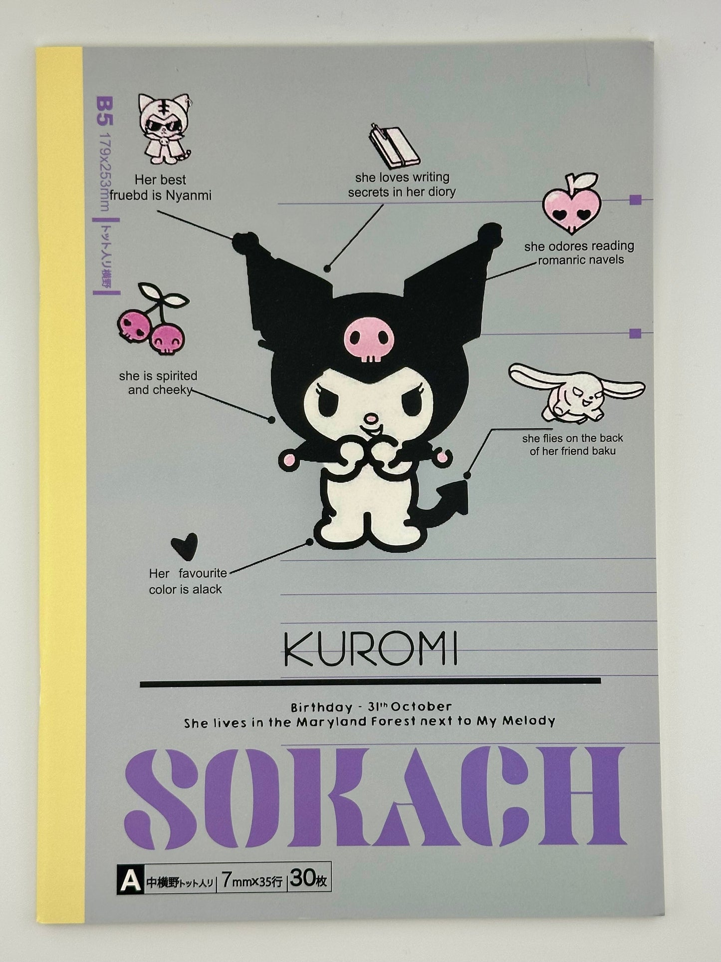 Sanrio Character B5 Notebook – 30 Sheets | Cinnamoroll, Kuromi, Hello Kitty & Pochacco