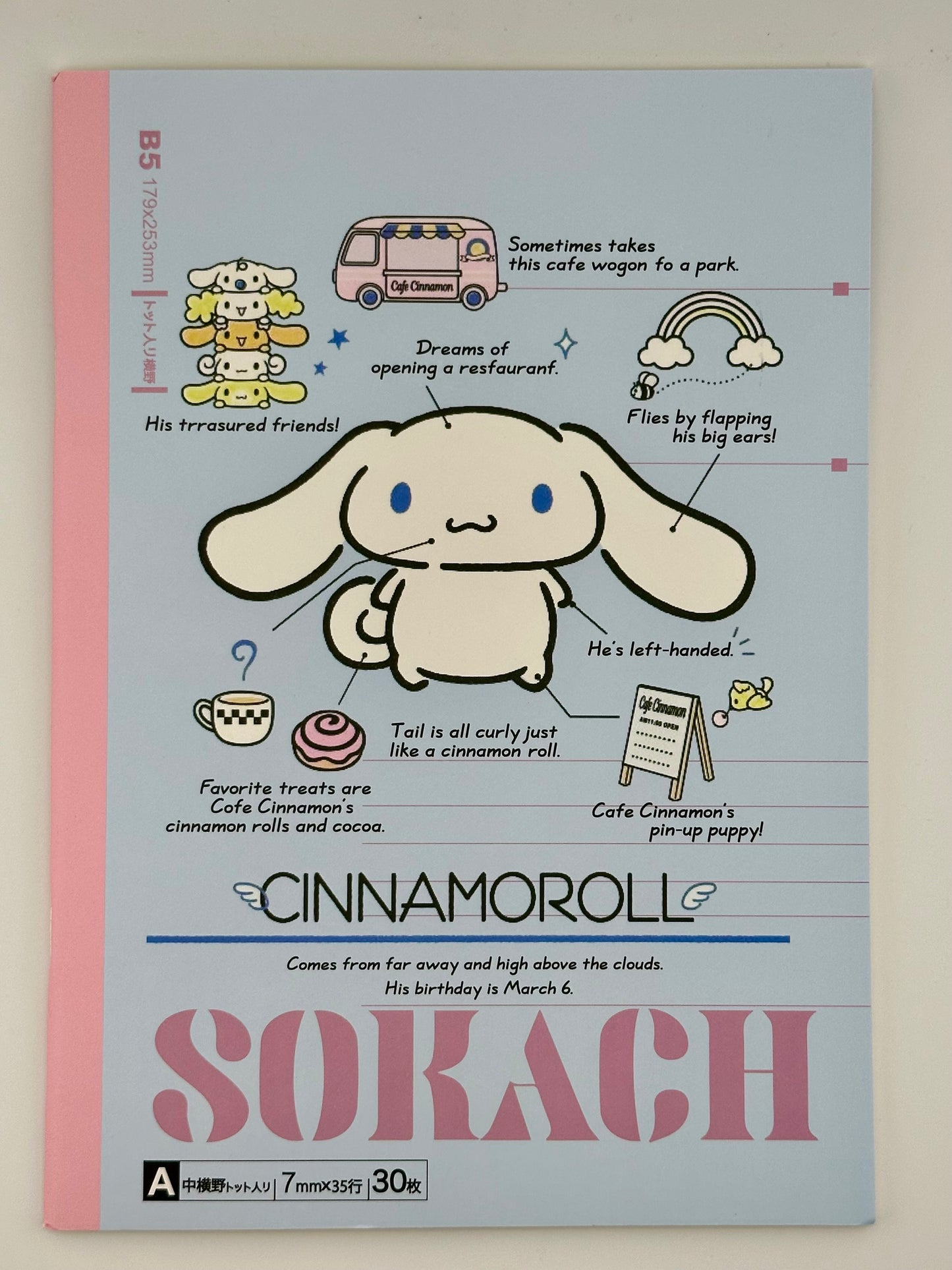 Sanrio Character B5 Notebook – 30 Sheets | Cinnamoroll, Kuromi, Hello Kitty & Pochacco