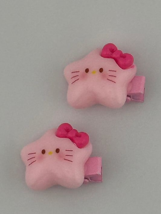 Star Charm Hello Kitty Mini Clips – Acrylic Hair Barrettes (Set of 2)
