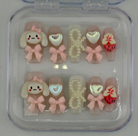 Berry Bunny Blush – 3D Press-On Nail Set