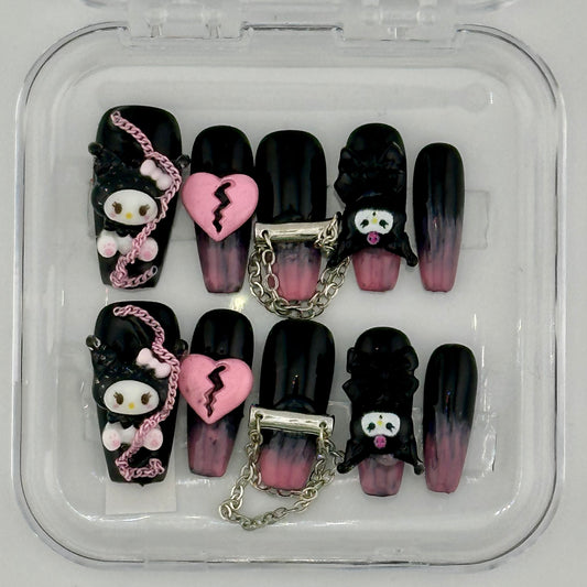 Broken Heart Kuromi Luxe Press-On Nail Set