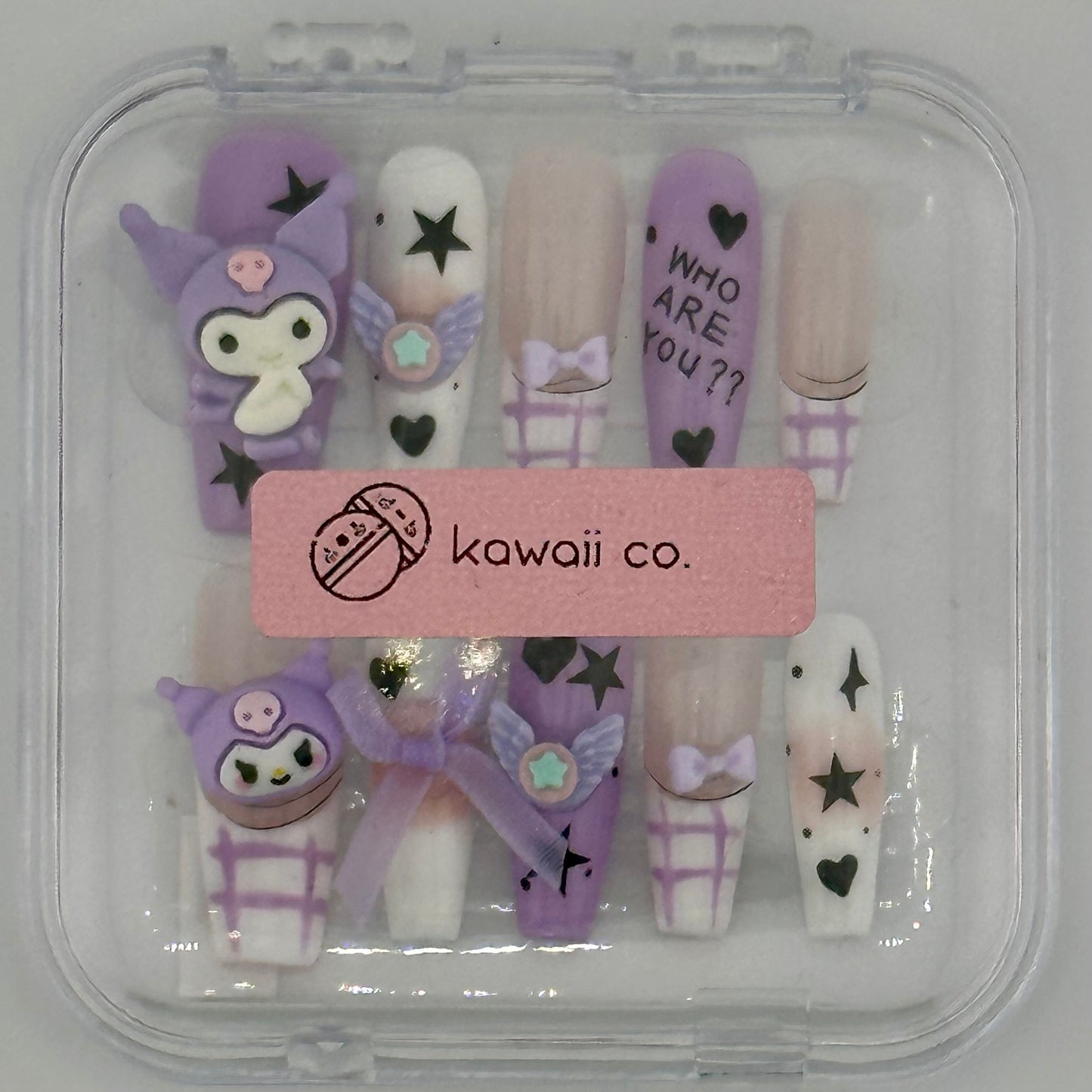 Shadow Punk Kuromi – Lavender Star Press-On Nail Set