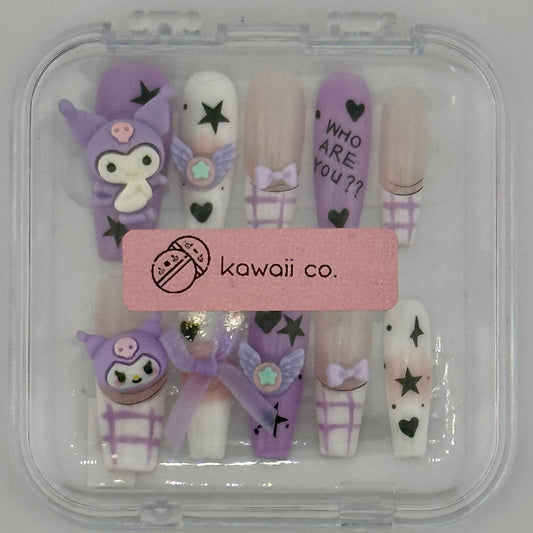Shadow Punk Kuromi – Lavender Star Press-On Nail Set
