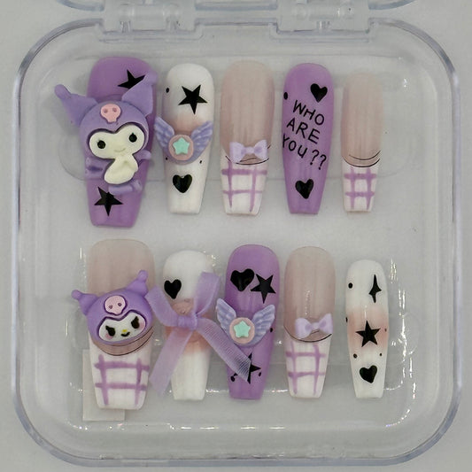 Shadow Punk Kuromi – Lavender Star Press-On Nail Set