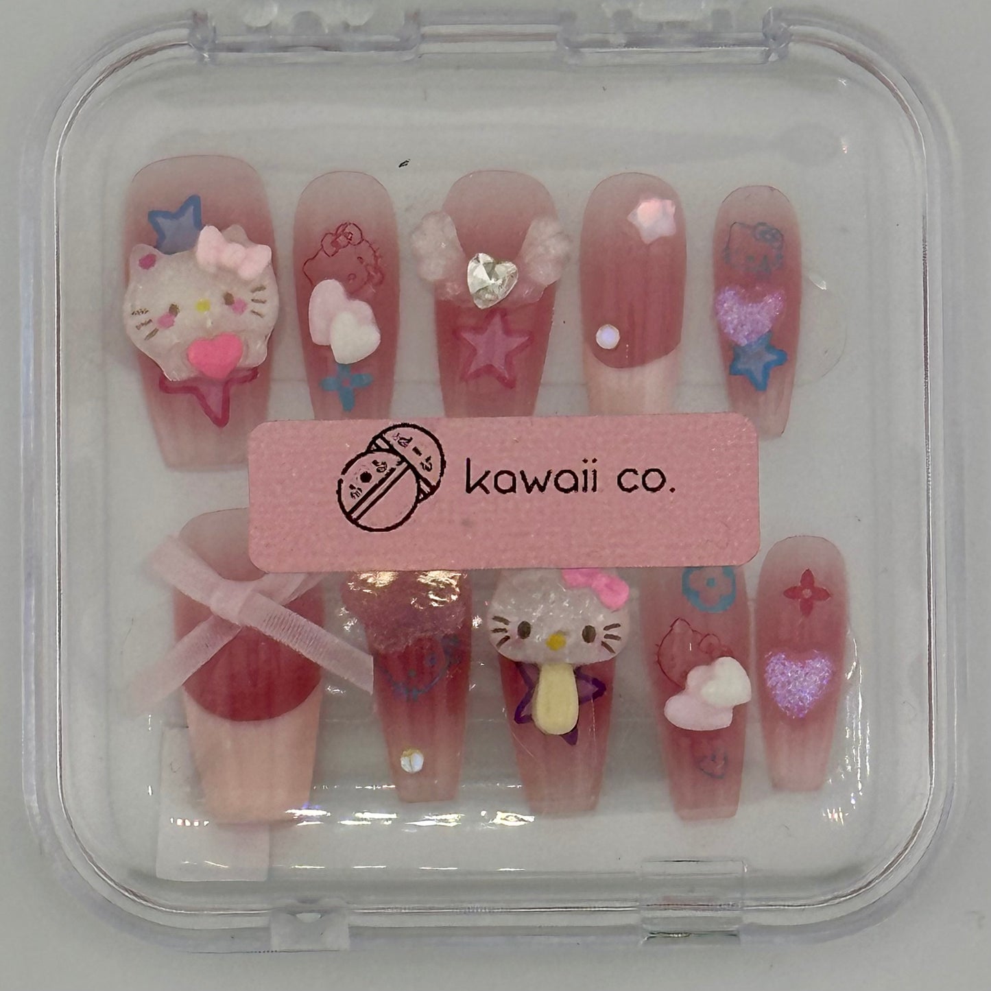 Cosmic Kitty Crush – Pink Ombre Hello Kitty Press-On Nail Set