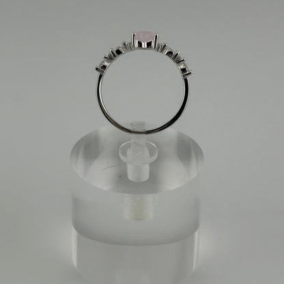 Sterling Silver Pink Heart Crown Ring – Size 7