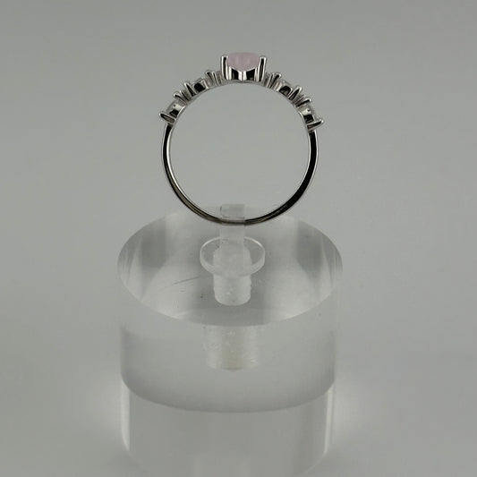 Sterling Silver Pink Heart Crown Ring – Size 7