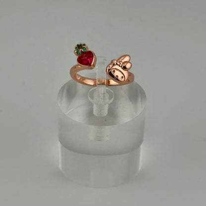 My Melody Strawberry Ring – Rose Gold Adjustable Cutie