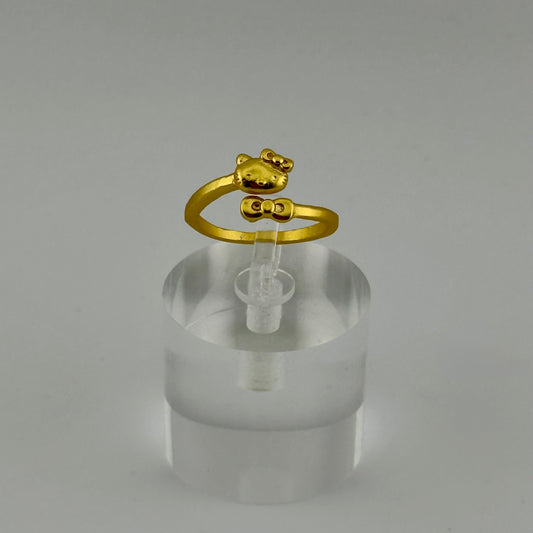 Hello Kitty Adjustable Ring – Gold Tone Kawaii Classic