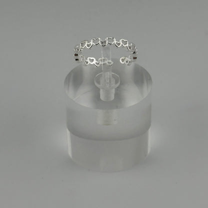 Sterling Silver Mini Hearts Ring – Adjustable & Stackable