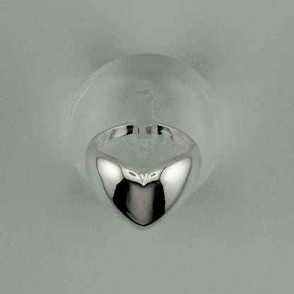 Sterling Silver Puff Heart Ring – Adjustable Statement Cutie
