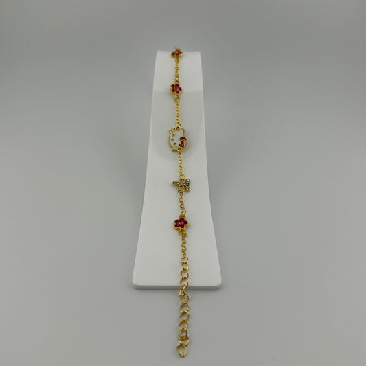 Hello Kitty Cherry Blossom Charm Bracelet - Gold Tone