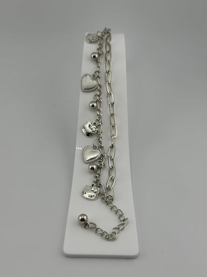 Hello Kitty Silver Chain Charm Bracelet