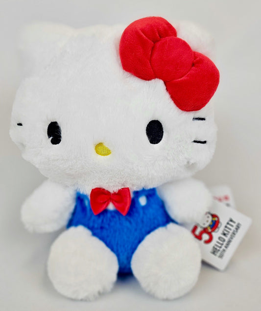 Hello Kitty 50th Anniversary Kawaii Plush – Blue Outfit & Red Bow - Kawaii Co.