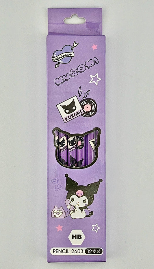 Kawaii Kuromi Purple HB Pencil Set – 12 - Pack | Cute Sanrio Stationery for School, Journaling & Gacha Gifts - Kawaii Co.