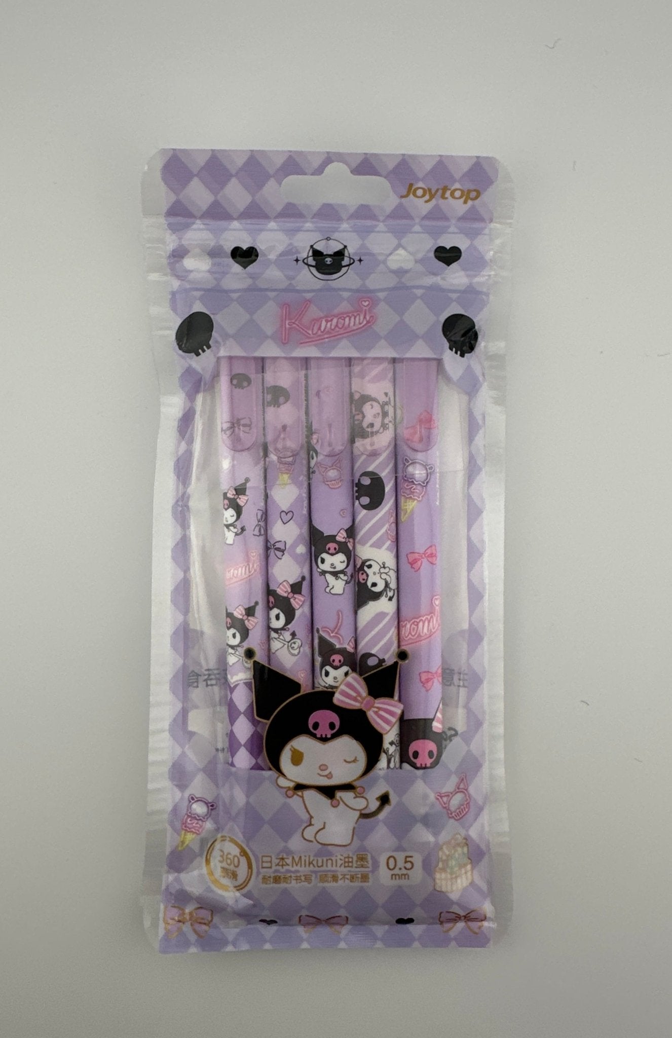 Kuromi Erasable Gel Pens Set (5pcs) – Kawaii Sanrio Stationery, 0.5mm - Kawaii Co.