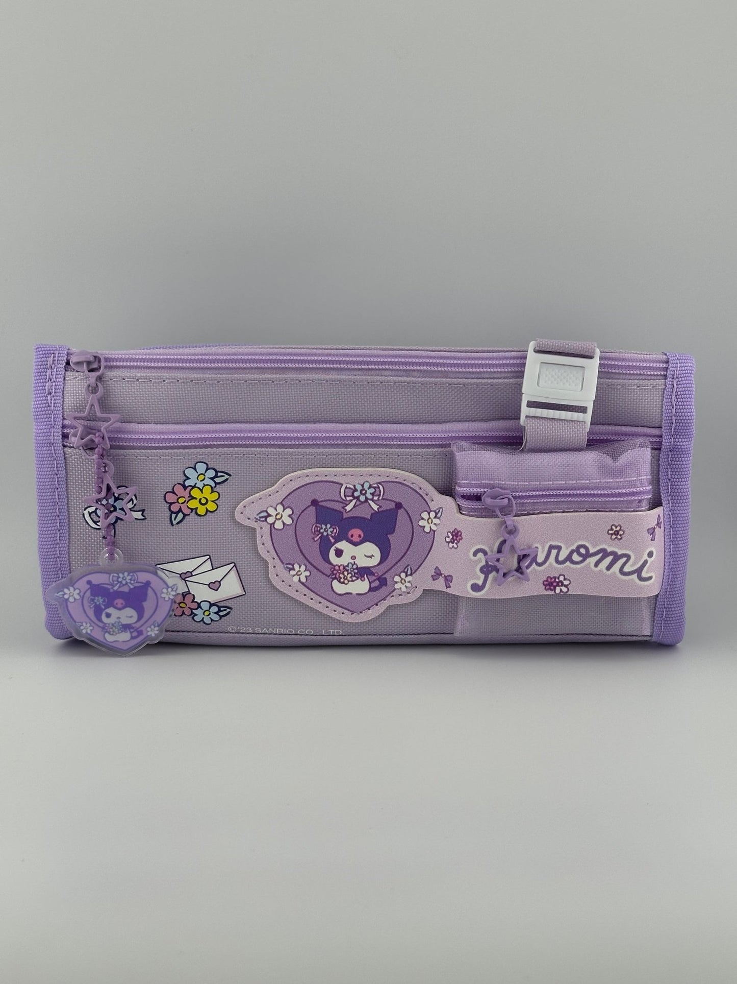 Kuromi Pencil Pouch – Cute Sanrio Zipper Case with Charm - Kawaii Co.
