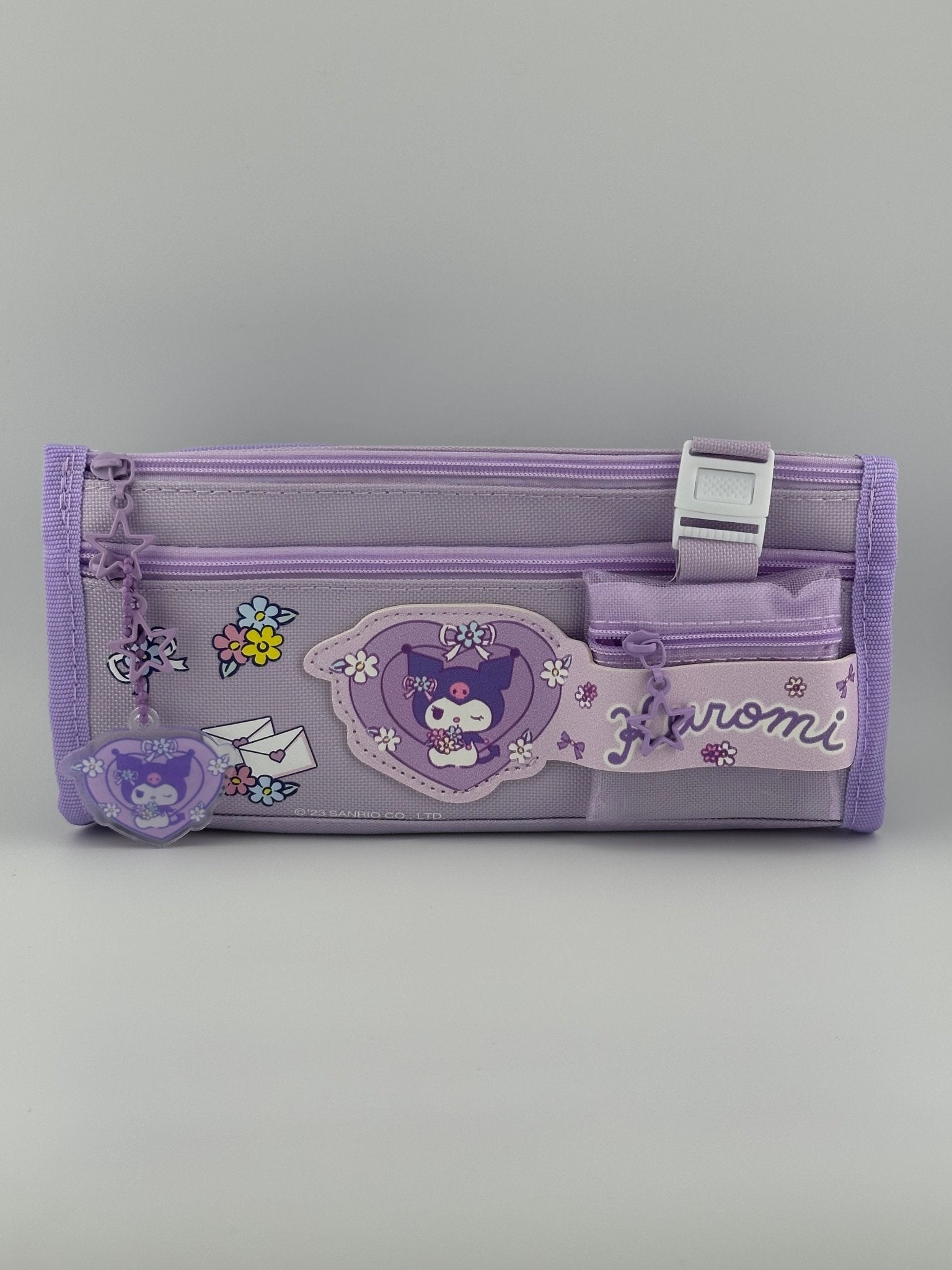 Kuromi Pencil Pouch – Cute Sanrio Zipper Case with Charm - Kawaii Co.