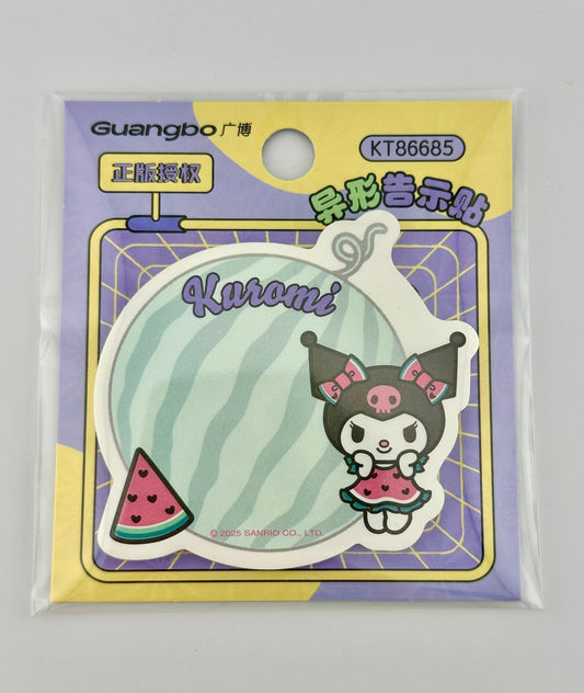Kuromi Watermelon Shaped Sticky Notes (30pcs) | Cute Kawaii Sanrio Memo Notes | Pastel Goth Desk Stationery - Kawaii Co.