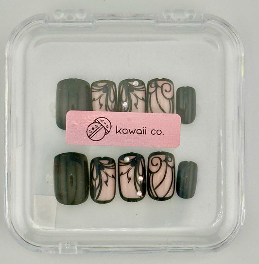 Midnight Lace Press-On Nails - Kawaii Co.