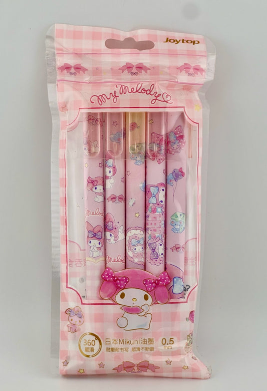 My Melody Erasable 5 Pack Pens - Kawaii Co.