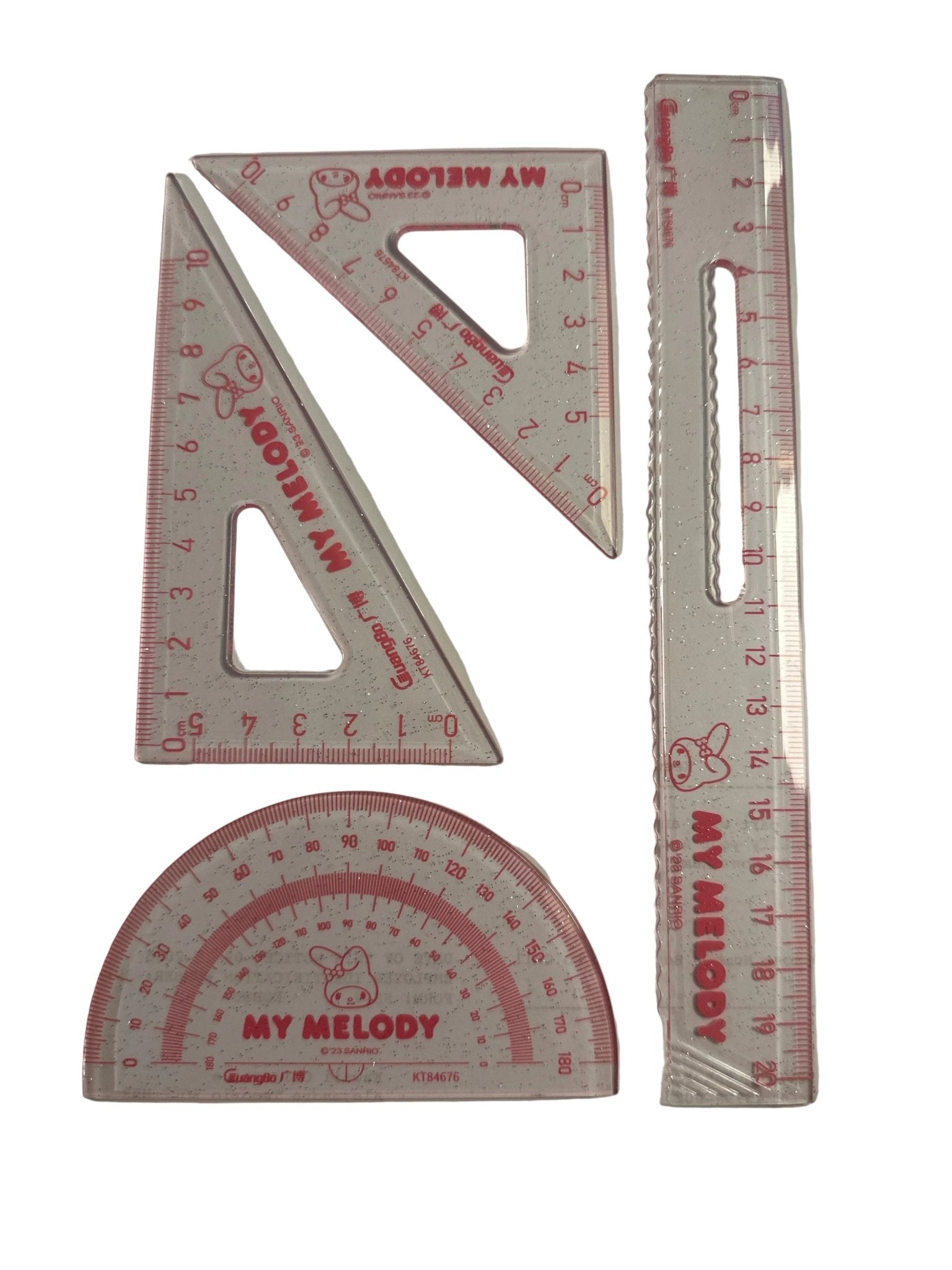 My Melody Ruler Set – 4 - Piece Geometry Set | Sanrio Licensed | Kawaii Stationery - Kawaii Co.