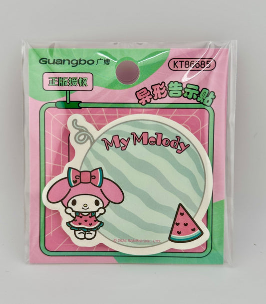My Melody Watermelon Shaped Sticky Notes (30pcs) | Cute Kawaii Sanrio Memo Notes | Pink Summer Desk Stationery - Kawaii Co.