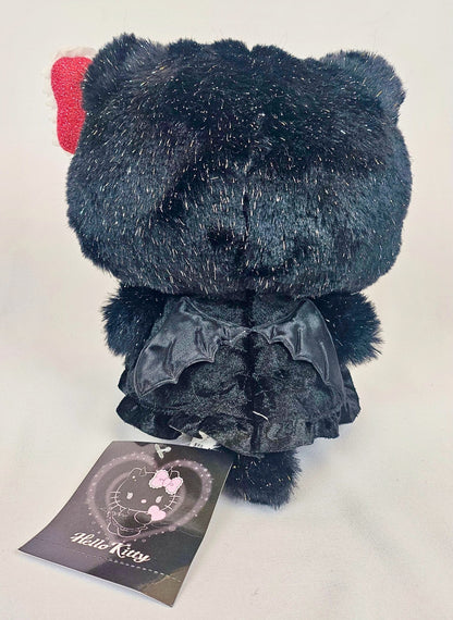 Naughty Hello Kitty Kawaii Plush in Black Sparkle Dress – Red Glitter Bow - Kawaii Co.