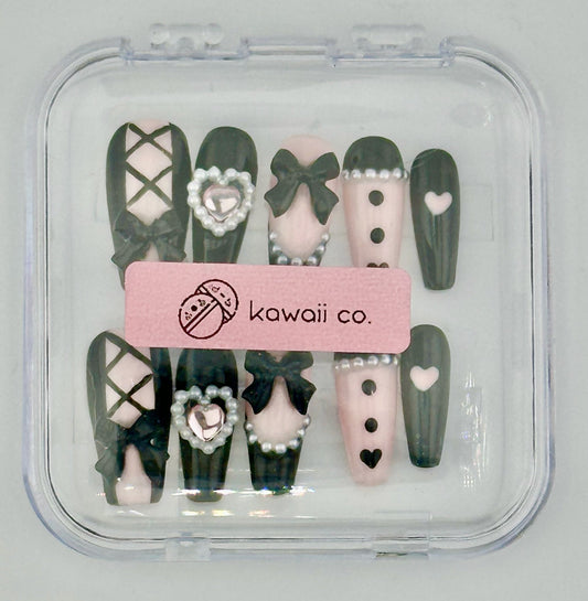 Noir Coquette Press-On Nails - Kawaii Co.