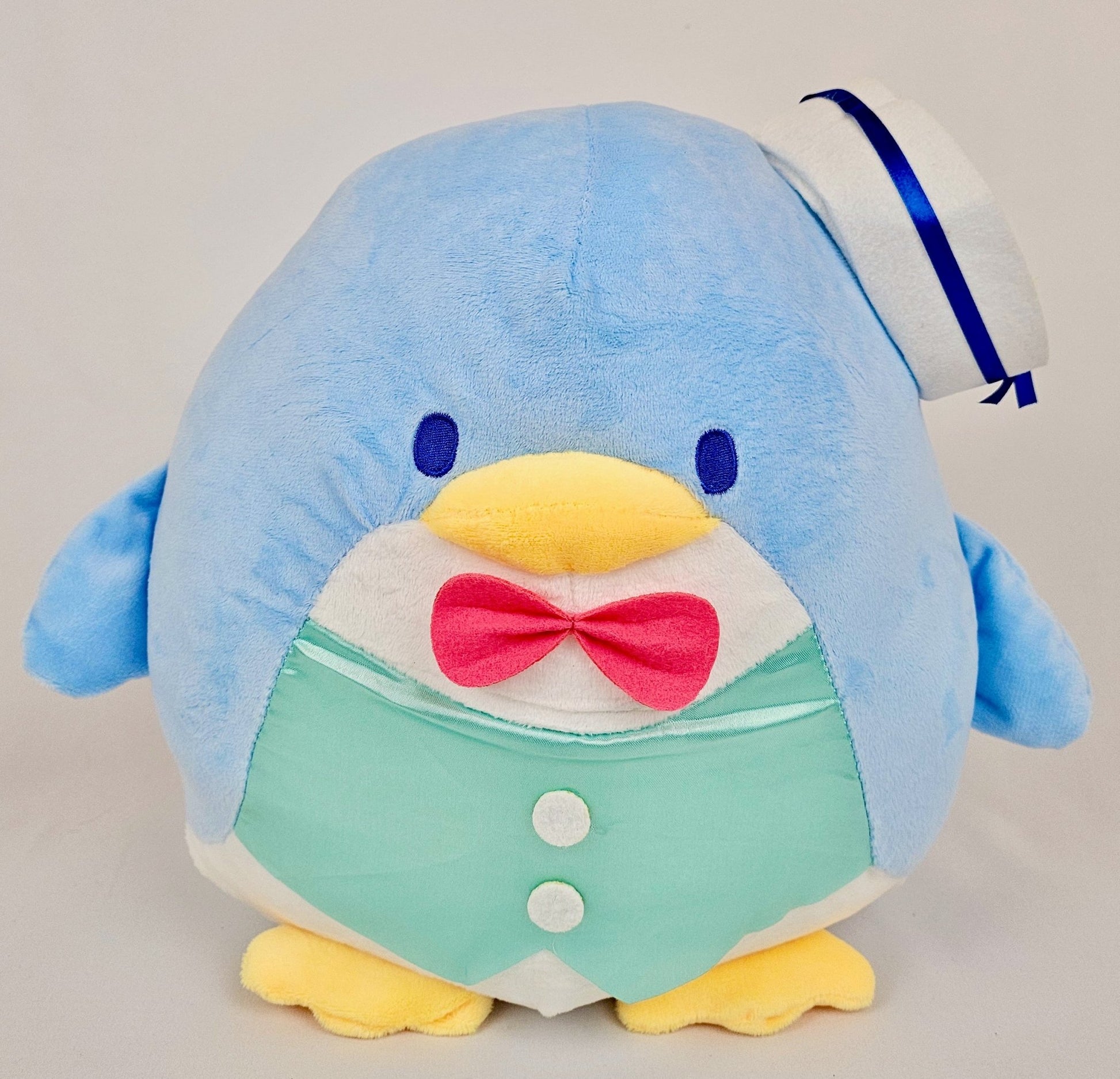 Tuxedo Sam Kawaii Plush with Sailor Hat – Teal Vest & Bow Tie - Kawaii Co.